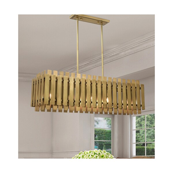 Greenwich 5 Light Natural Brass Linear Chandelier