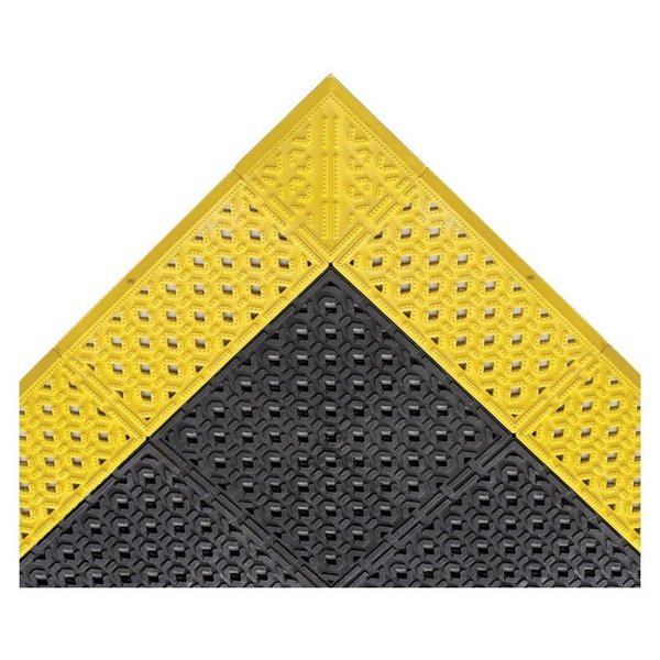 Black with Yellow Border Interlocking Drainage Mat 30 in W x 3 ft L, 7/8 in