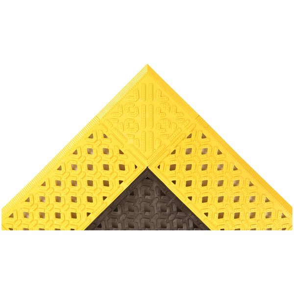 Black with Yellow Border Interlocking Drainage Mat 30 in W x 3 ft L, 7/8 in