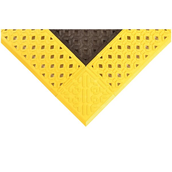 Black with Yellow Border Interlocking Drainage Mat 30 in W x 3 ft L, 7/8 in