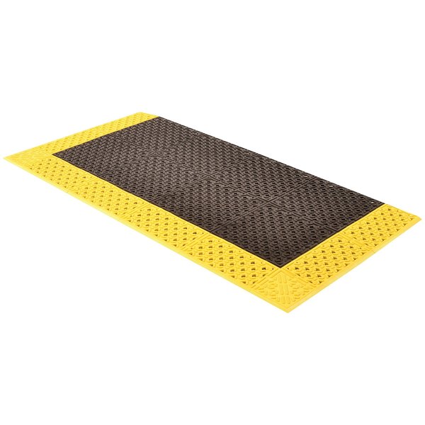 Black with Yellow Border Interlocking Drainage Mat 30 in W x 3 ft L, 7/8 in