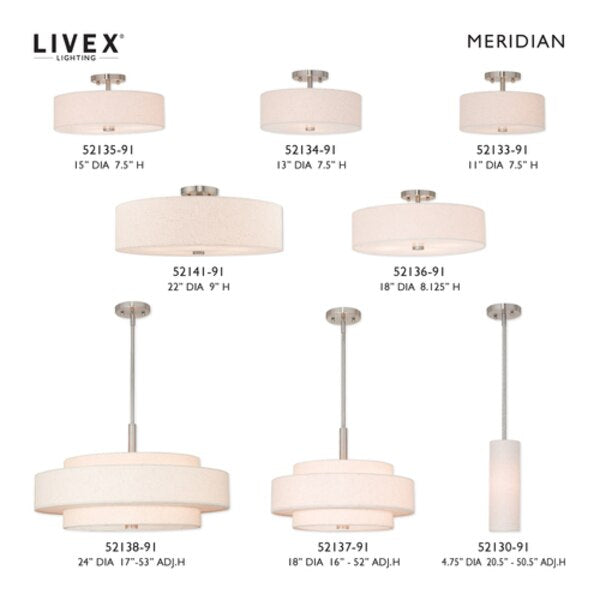 Meridian 5 Light Brushed Nickel Ceiling Mount