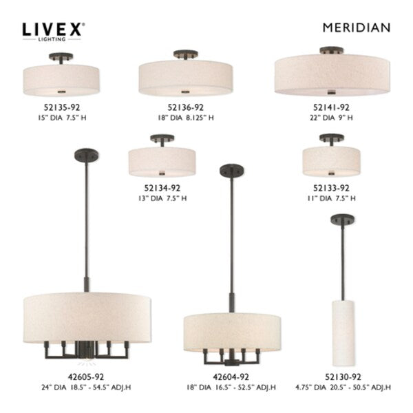 Meridian 5 Light English Bronze Ceiling Mount