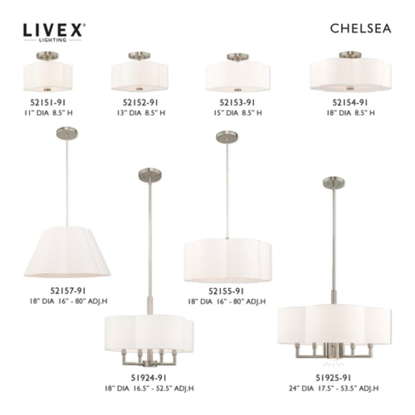 Chelsea 3 Light Brushed Nickel Ceiling Mount