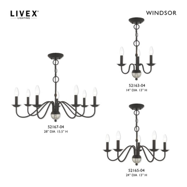 Windsor 3 Light Black Mini Chandelier