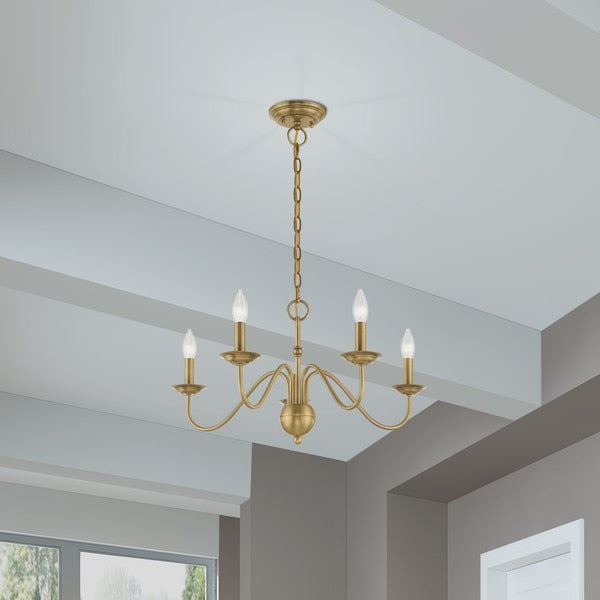 Windsor 5 Light Antique Brass Chandelier
