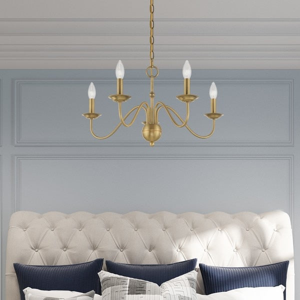 Windsor 5 Light Antique Brass Chandelier