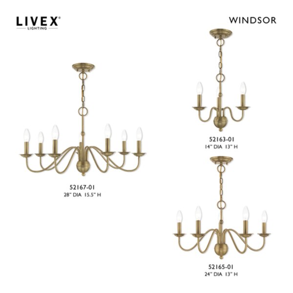 Windsor 7 Light Antique Brass Chandelier