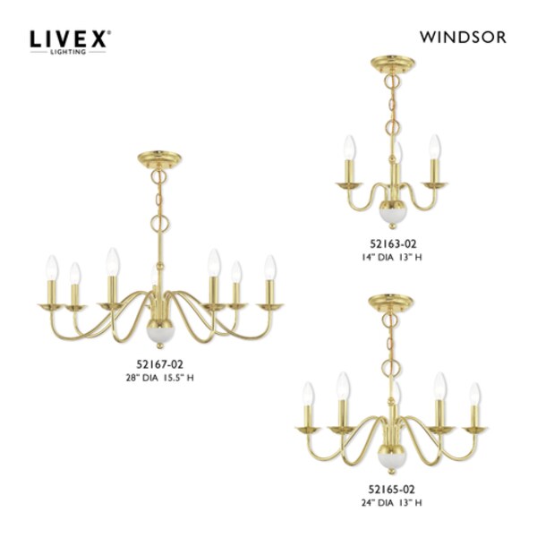 Windsor 7 Light Polished Brass Chandelier