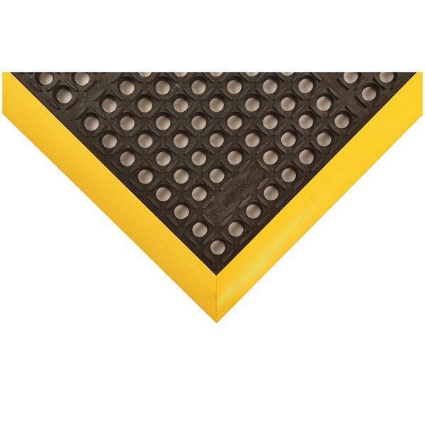 Black with Yellow Border Antifatigue Mat 3 ft 2 in W x 5 ft 4 in L, 7/8 in