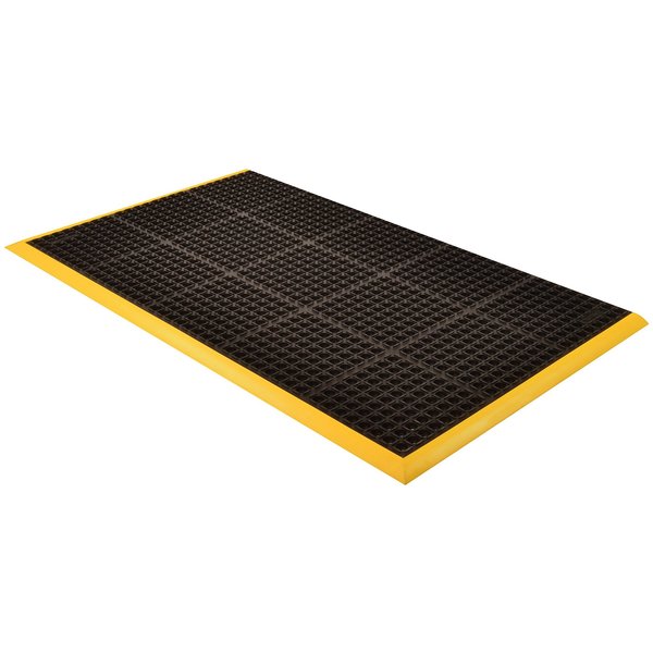 Black with Yellow Border Antifatigue Mat 3 ft 2 in W x 5 ft 4 in L, 7/8 in