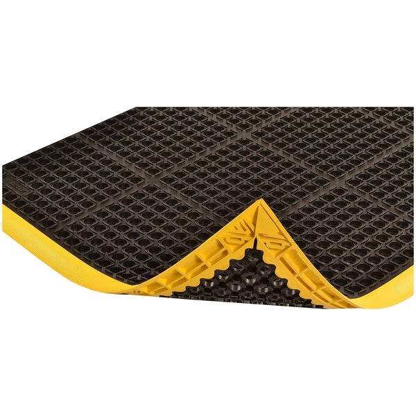 Black with Yellow Border Antifatigue Mat 3 ft 2 in W x 5 ft 4 in L, 7/8 in