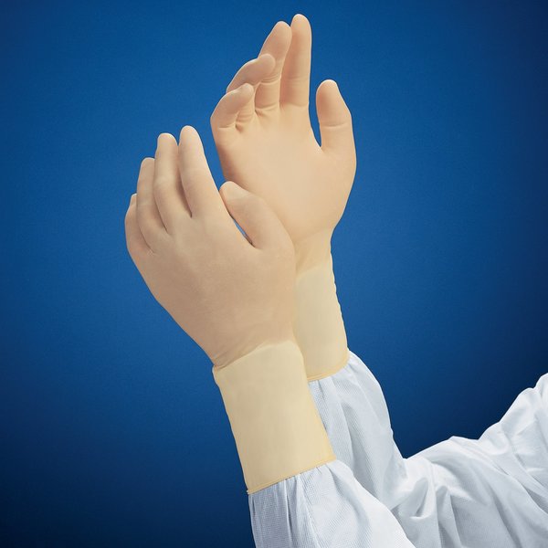 Disposable Gloves, Latex, Beige, 100 PK