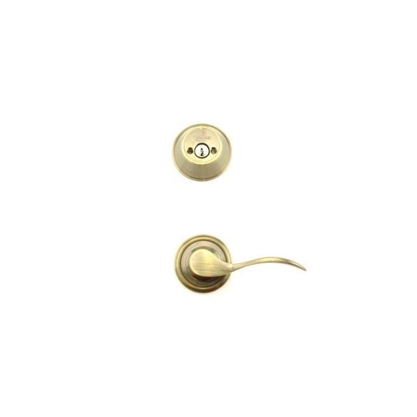LH Bordeau Interior DBL CYL Handleset Trim Antique Brass