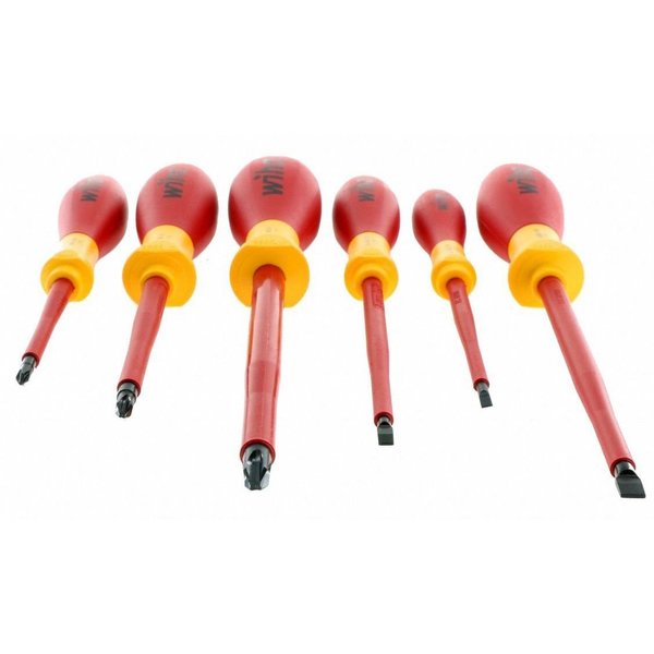 Insulated Screwdriver Set, Slotted/Phillips Tip, Alloy Steel with Cushion Grip, 6-Piece
