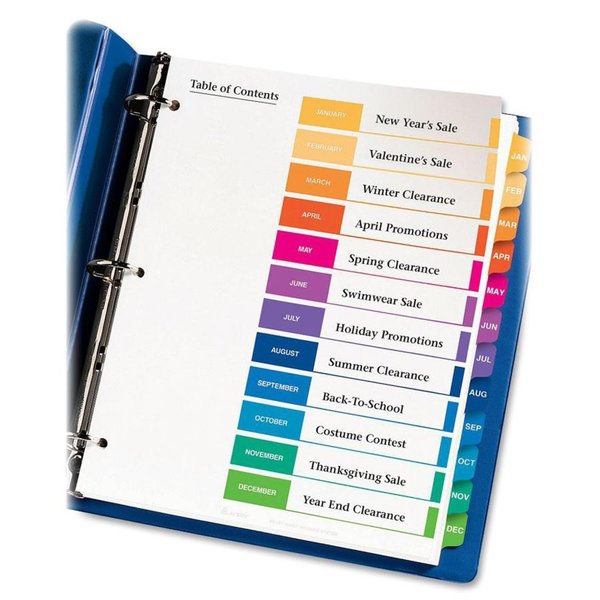 AveryÂ® Ready IndexÂ® Table of Contents Dividers 11127, Jan-Dec, 12-Tab Set