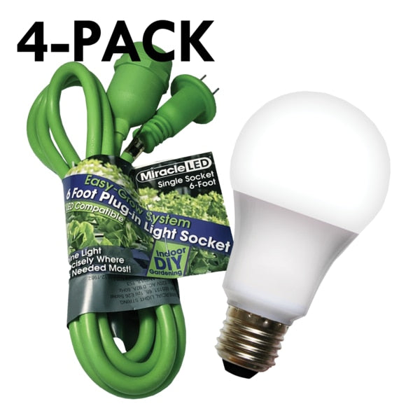 Single Socket Grow Light Cord System & LED White Grow Light 8 Pcs Kit