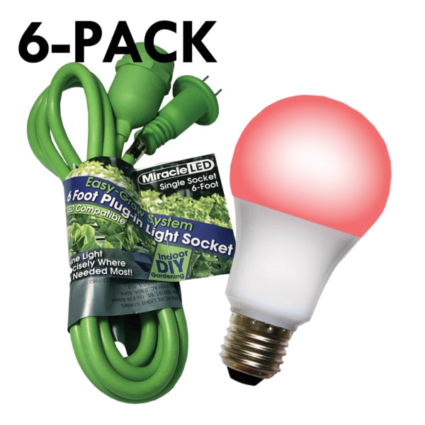 Single Socket Grow Light Cord System & LED Red Grow Light 12 Pcs Kit