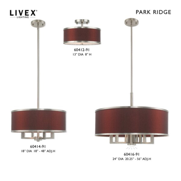 Park Ridge 2 Light Brushed Nickel Ceiling Mount