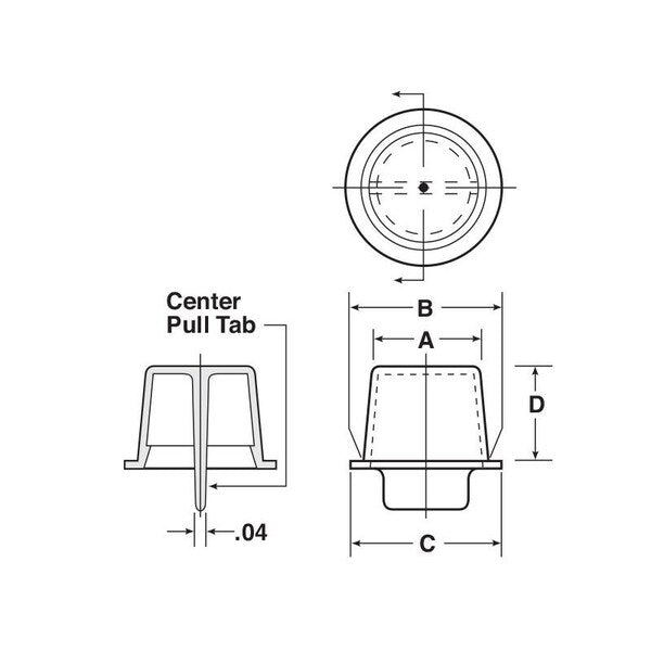 Center Pull-Tab Tapered Plug, Red, Low-Density Polyethylene 5000 PK