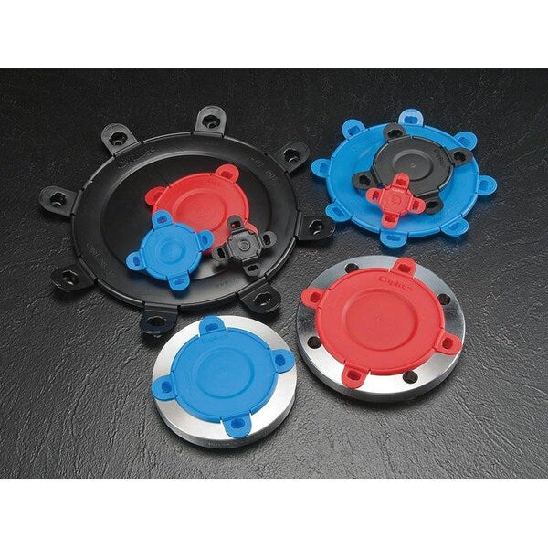 Toggle Lock FLG Protectors, Blue, Red, Low Density Polyethylene 6 PK