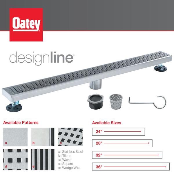Designlineâ¢ 36 in. Stainless Steel Linear Shower Drain Tile-in Grate