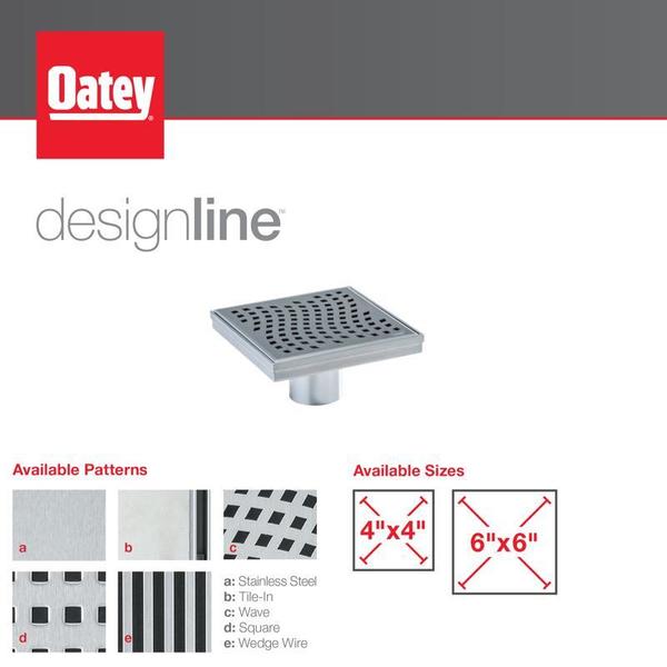 Designlineâ¢ 4 in. x 4 in. Square Drain Wave Grate