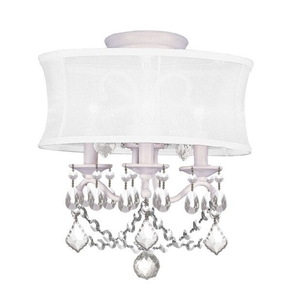 Newcastle 3 Light White Convertible Mini Chandelier/Ceiling Mount