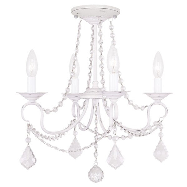 Pennington 4 Light Antique White Convertible Chandelier/Ceiling Mount