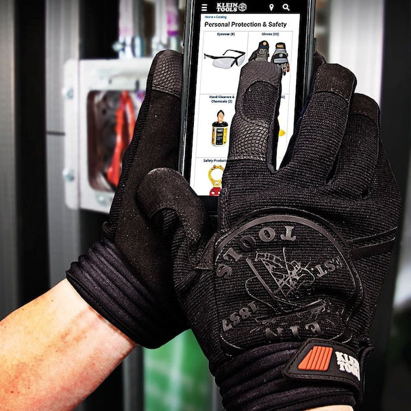 Mechanics Gloves, L, Black, Reinforced Padded, Fabric