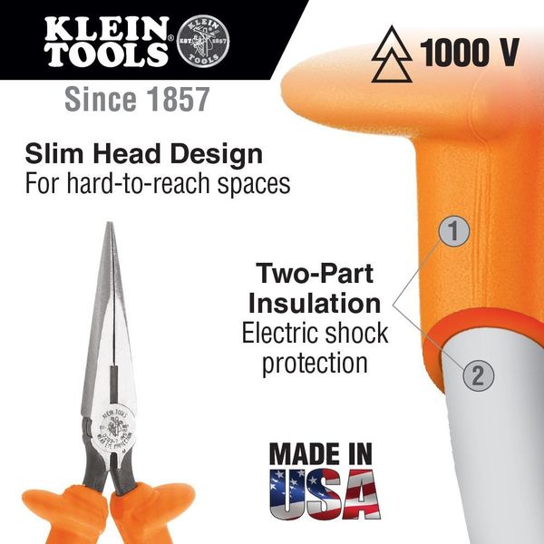 7 3/8 in D203 Needle Nose Plier, Side Cutter Cushion Grip Handle