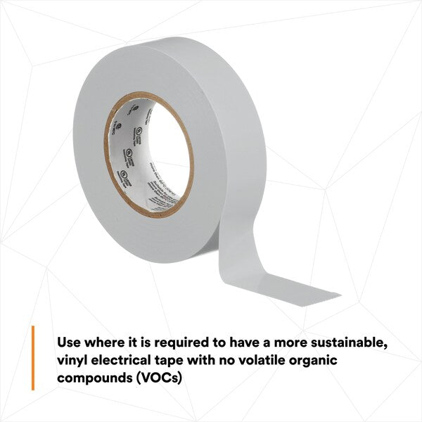 Elec Tape, 60 ft Lx3/4 in W, 6 mil, Gray
