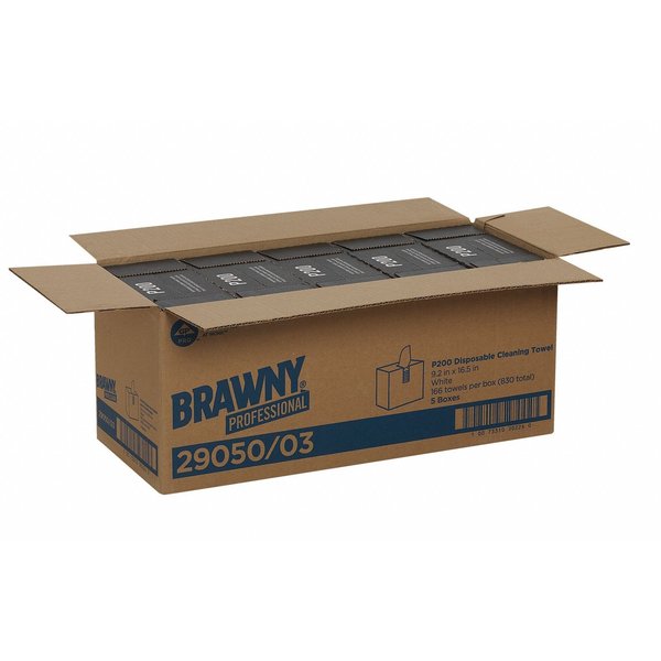 Dry Wipe Brawny Pro P200, Dispenser Box, 9 1/4 in x 16 1/2 in, 166 Sheets, White, 5 Pack