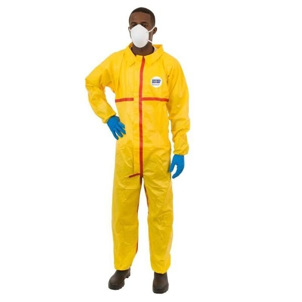 Collared Chemical Resistant Coveralls, Yellow, Zipper