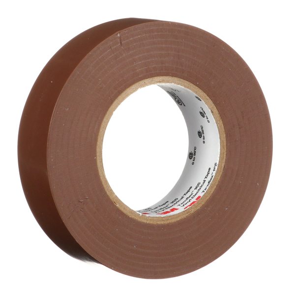 Elec Tape, 60 ft Lx3/4 in W, 6 mil, Brown