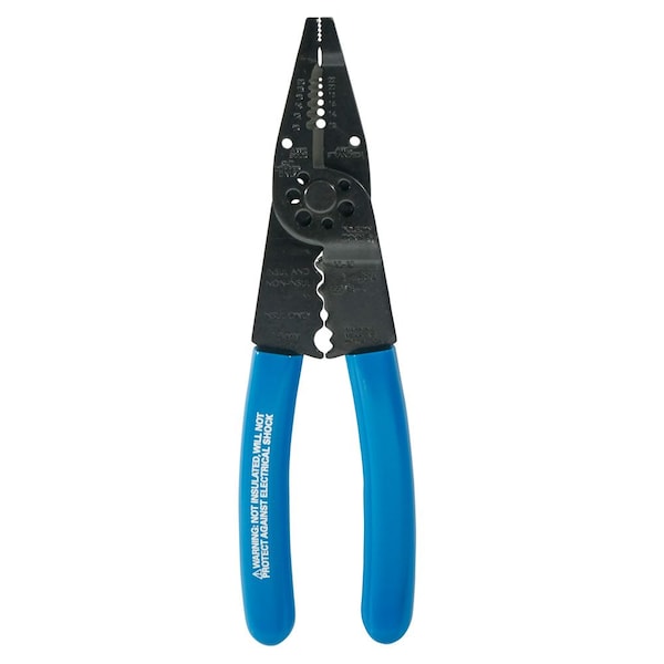 Long Nose Wire Stripper/Crimper/Cutter/Looper, Overall Length 8 1/4 in, Capacity 22 to 10 AWG, Blue