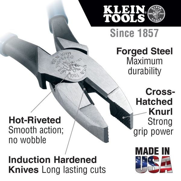 7 7/8 in 2000(TM) Linemans Plier High Leverage, Steel