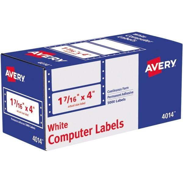 AveryÂ® Continuous Form Computer Labels for Pin-Fed Printers 4014, 4