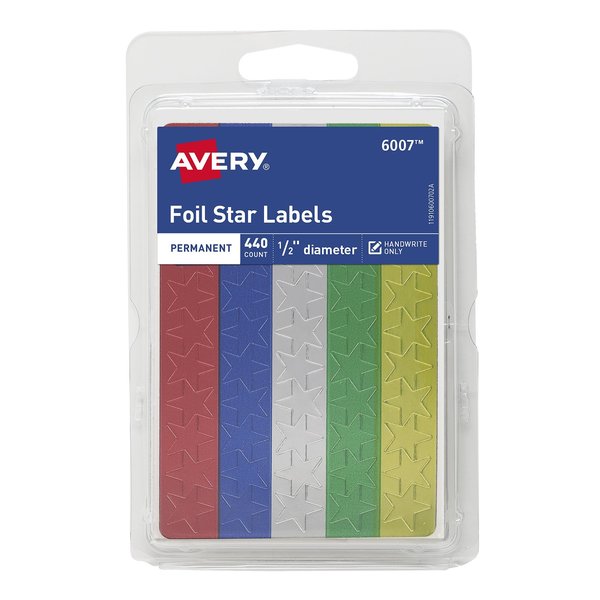 Assorted Foil Star Labels 6007, 1, PK440