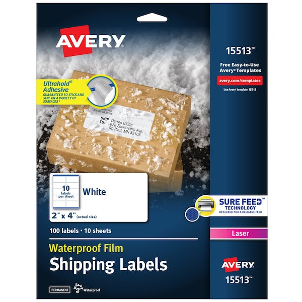 Waterproof Shipping Labels with S, PK100