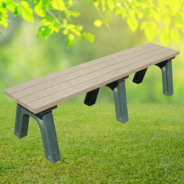 Flat Poly Bench, 6 Ft., Green and Sand