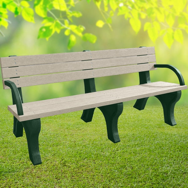 Backed Poly Bench, 6 Ft., Green and Sand