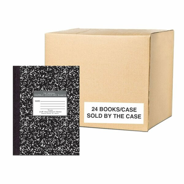 Case of Signature Black Marble Composition Notebooks, Unruled Blank, 80 sht, Oversized 10.25