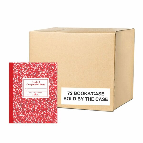 Case of Red Marble Comp Notebooks, Grade 3 Ruled, 50 sht, 9.75