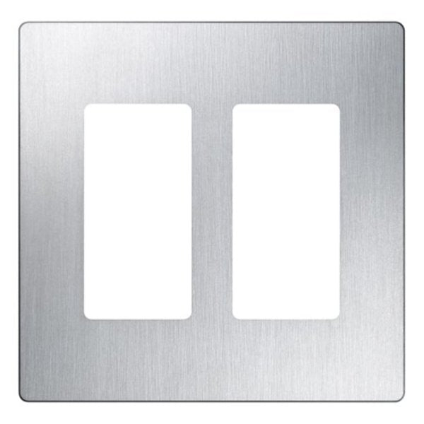 Designer Wall Plates, Number of Gangs: 2 Satin Finish, Stainless Steel