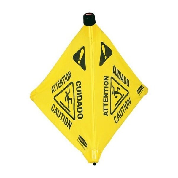 Soft Safety Sign, 30 in H, 21 in W, Fabric, Galvanized Steel, Nylon, Polypropylene, FG9S0100YEL