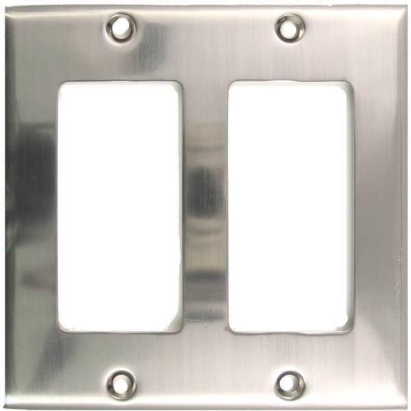 Double Rocker Switch Plate, Number of Gangs: 2 Satin Nickel Finish