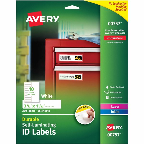 AveryÂ® Easy AlignÂ® Self-Laminating ID Labels, 00757, 1-1/32