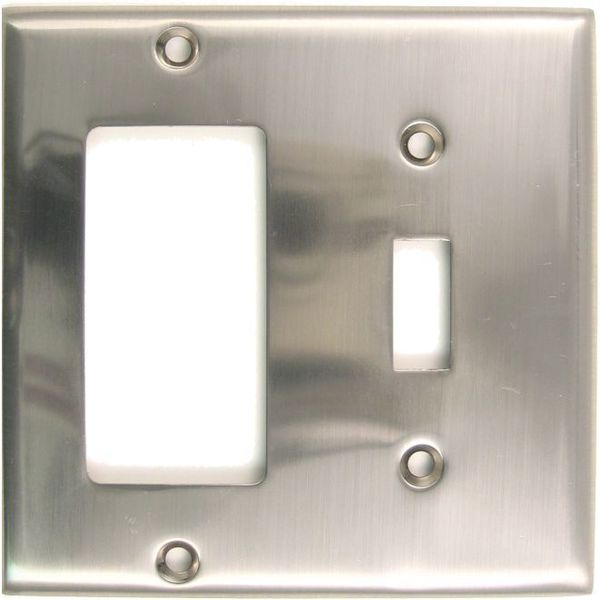 Double Rocker/Switch, Number of Gangs: 2 Satin Nickel Finish