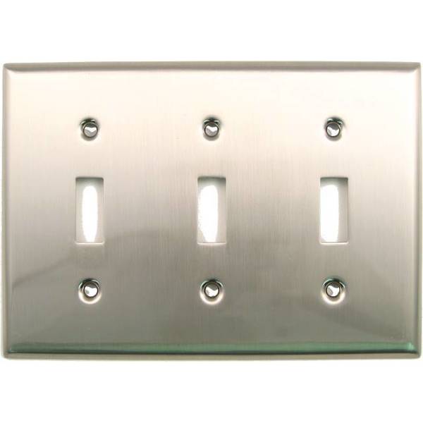 Triple Switch Plate, Number of Gangs: 3 Satin Nickel Finish